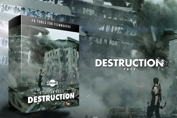 【4K视频素材】123个建筑楼房碎石坍塌交通事故道路损毁灾难场景4K合成视频素材 Destruction Pack 含透明通道