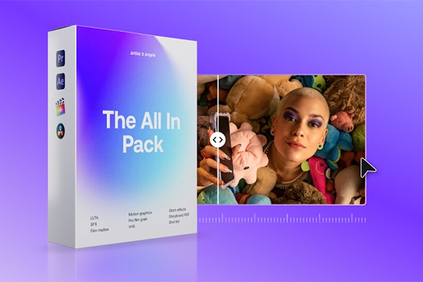 【视频素材】电影胶片噪点颗粒遮罩VHS故障LUTS调色音效运动图形4K视频素材包 Artlist – The All In Pack