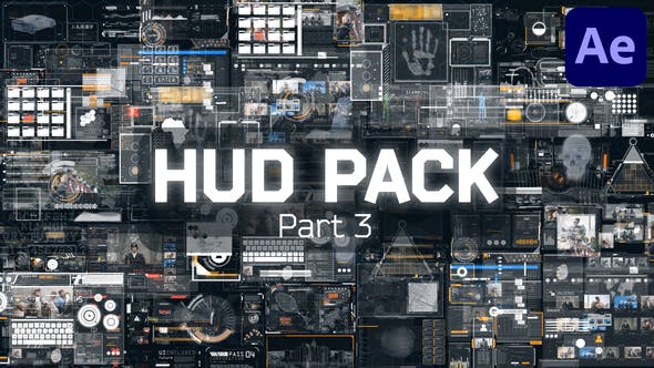 【AE模板】18种HUD未来科技感元素UI动画 HUD Pack 3