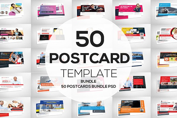 【PSD模板】50张高端商务会议邀请函明信片套装PS设计模板 50 Business Postcards Bundle