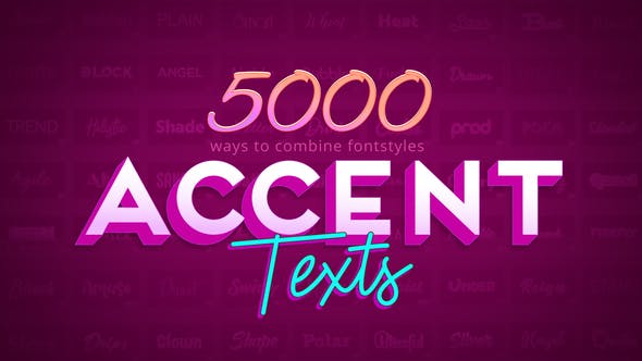 【PR模板】400个风格化颜色渐变投影文字标题动画 Accent Texts