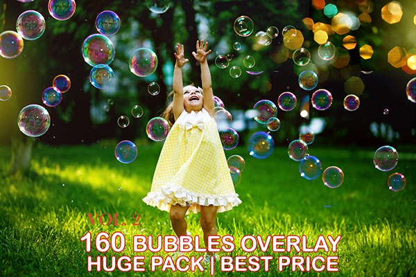 【图片素材】160张五彩梦幻泡泡水泡气泡肥皂泡照片合成叠加素材 160 Bubbles Photoshop Overlays Vol.2