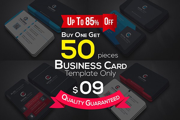 【PSD模板】50款高端时尚简洁大气商务名片工牌设计PSD模板 50 Business Cards Bundle