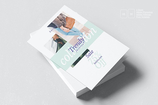 【PSD模板】时装店宣传广告双折页设计PSD模板Idesign模板 Fashion Store Bifold Brochure