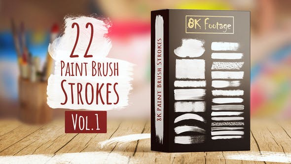 【8K视频素材】22组画笔油漆笔刷路径涂抹动画 8K Paint Brush Strokes Vol.1