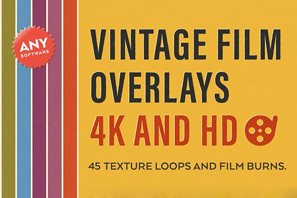 【4K视频素材】45个复古电影胶片噪点颗粒刮痕动画叠加视频素材 Smash Works – Vintage Film Overlays
