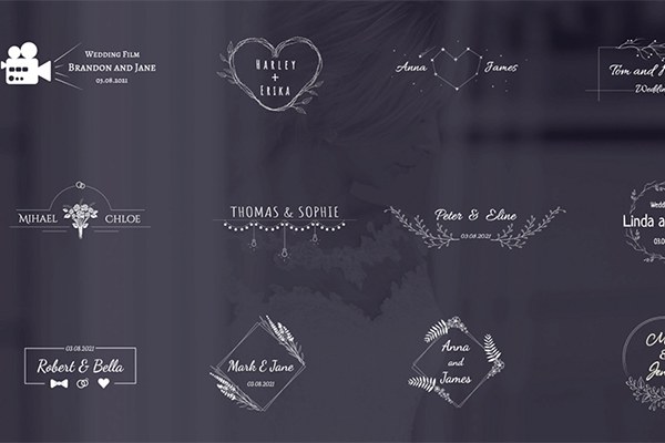 【FCPX插件】12组创意浪漫爱情线条花蔓婚礼文字标题动画 Wedding Titles Pack