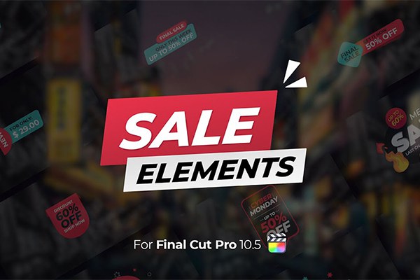 【FCPX插件】27个商品店铺打折降价促销宣传文字标签动画 Century Creatives – Sale Elements