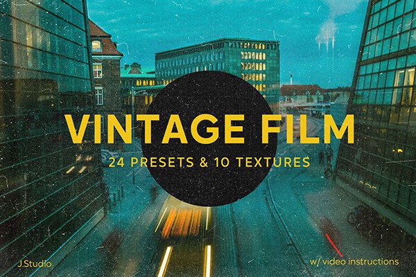 【LR预设】24款真实复古胶片电影色彩LR调色预设及复古划痕纹理 Vintage Film: LR Presets & Film Dust