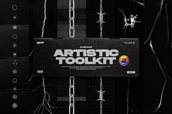 【图片素材】200+ 复古抽象渐变裂缝纹理欧普艺术包装图形酸性设计PS图片素材 Artistic Toolkit 2