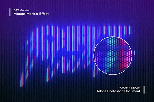 【PSD模板】老式CRT显示器文本LOGO图像显示PS特效模板 Studio 2am – CRT Machine：Vintage Monitor Effect