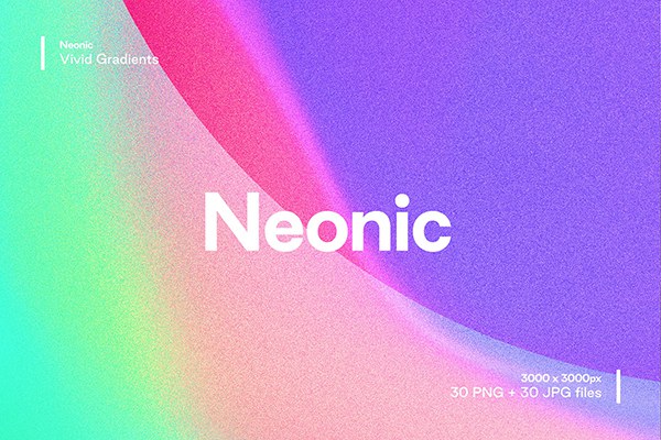 【图片素材】30张潮流生动霓虹色渐变背景纹理图片素材 Studio 2am – Neonic 1：Vivid Neon Gradients