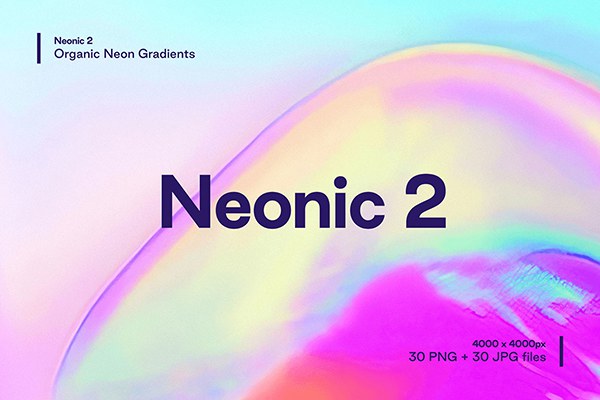 【图片素材】30张全息霓虹酸性渐变背景纹理图片素材 Studio 2am – Neonic 2：Organic Neon Gradients