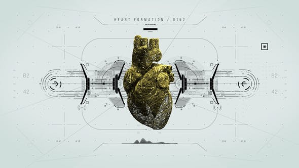 【AE模板】80种医疗科技人类心脏器官心率跳动HUD动画 HUD Medical Interface Heart