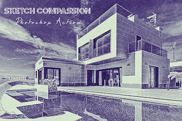 【PS动作】照片素描彩铅美术画效果PS动作 Sketch Compassion Photoshop Action