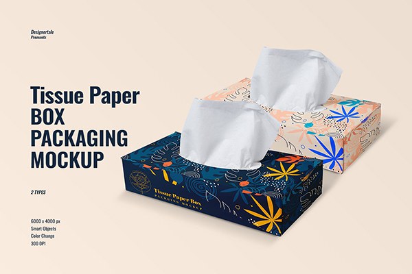 【PS样机】纸巾盒面巾纸抽纸盒展示模型PS样机 Tissue Paper Box Packaging Mockup