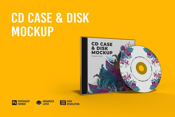 【PS样机】CD光盘磁盘唱片产品展示PS样机 CD Case & Disk Mockup