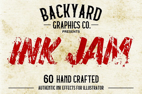【AI样式】60种水墨滴落飞溅晕染破碎纹理效果Illustrator色板文本样式 Ink Jam – Vector Type Effects