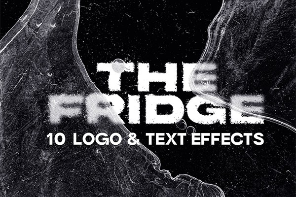 【PSD模板】10款冰箱冷冻结冰褶皱破损文本效果PS特效模板 The Fridge Frozen text effects
