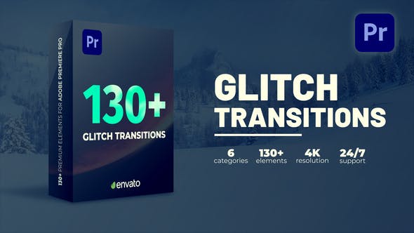 【PR模板】130种故障干扰毛刺损坏视频过渡转场预设 Glitch Transitions
