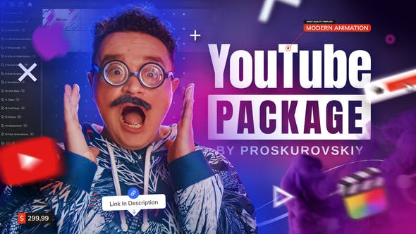 【FCPX插件】323个社交媒体文字标题图形元素视频包装动画 YouTube Essential Library