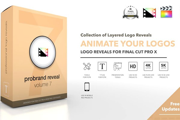 【FCPX插件】30组简洁LOGO标志展示创意小片头动画 Pixel Film Studios – ProBrand Reveal Volume 7