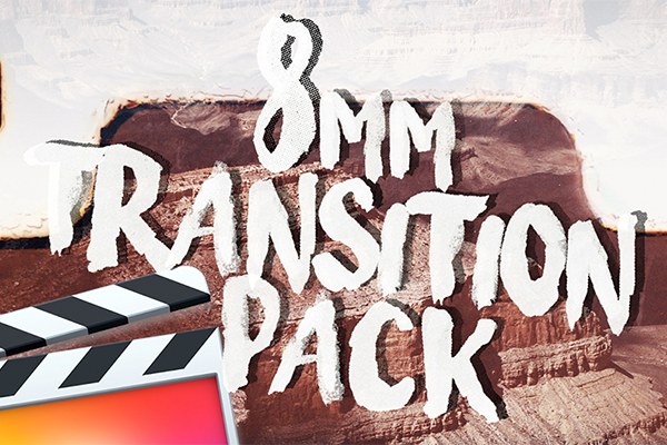 【FCPX插件】26种复古老电影8mm胶片灼烧刮痕过渡转场预设 Ryan Nangle – 8mm Transition Pack