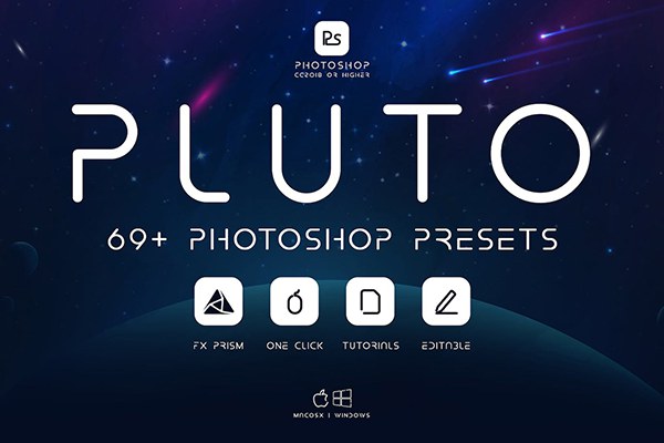 【PS插件】70种INS海滩阳光旅拍摄影照片氛围调色预设PS扩展插件 Pluto – 69+ Photoshop Presets Pack