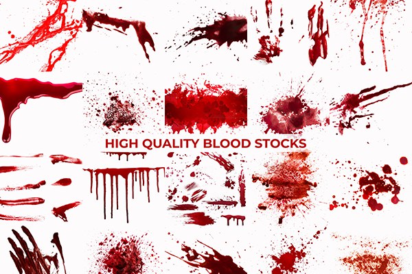 【PNG素材】19张鲜红血液滴溅血迹流淌照片合成特效创意素材 Blood PNG Stocks Collection