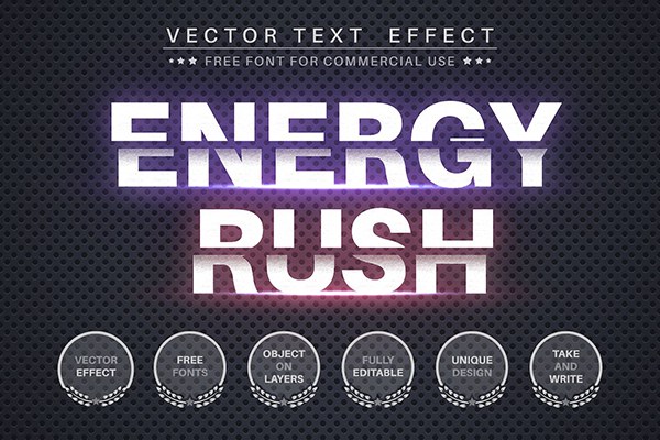 【矢量素材】外发光特效能量AI文字效果样式矢量素材 Energy ruh – Editable Text Effect for Illustrator