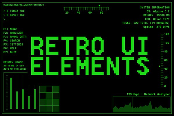 【4K视频素材】50个经典科幻电影启发模块化循环复古 UI 科幻仪表板动画 Megakrunch – Retro UI Elements