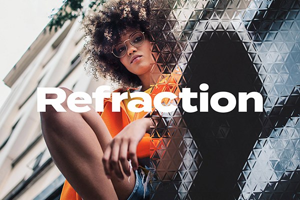 【PSD模板】创意抽象艺术玻璃图案纹理扭曲畸变折射特效PS模板素材 Refraction & Distortion Glass Effect