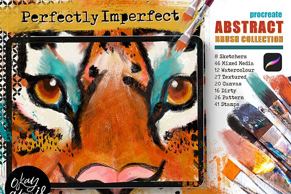 【Procreate笔刷】196支素描水彩混合纹理艺术抽象残缺组合绘画Procreate笔刷 Perfectly Imperfect for Procreate