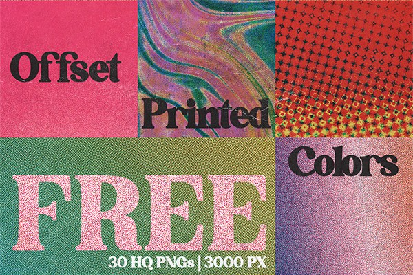 【图片素材】30张复古半色调酸性渐变胶印机印刷艺术纹理图片素材 MB – Offset Printed Colors