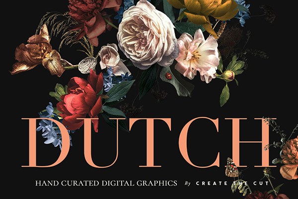 【图片素材】30+富贵华丽复古宫廷荷兰花卉植物奢华装饰PNG剪贴素材 Vintage Floral Clip Art – Dutch