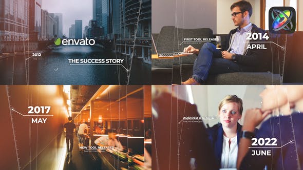 【FCPX模板】公司企业时间线发展历程图文幻灯片展示片头动画(含模板音乐) Elegant Timeline Slideshow