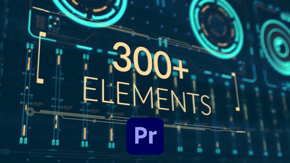 【PR模板】300个科技感UI界面图形元素动画 Fusion HUD Pack