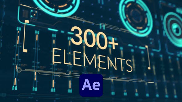 【AE模板】300个科技感UI界面图形元素动画 Fusion HUD Pack