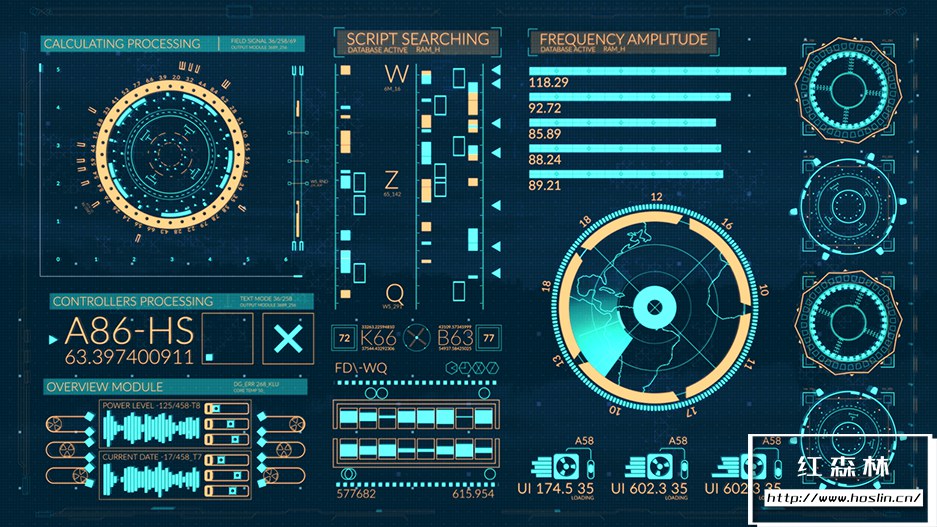 【AE模板】300个科技感UI界面图形元素动画 Fusion HUD Pack插图(4)