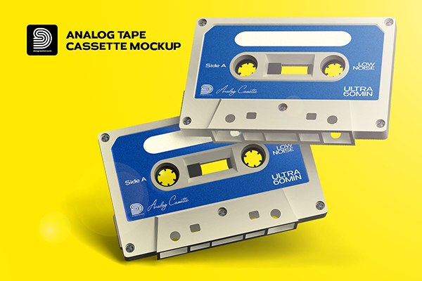 【PS样机】复古录音磁带封面包装设计模型PS展示样机 Analog Tape Cassette Mockup