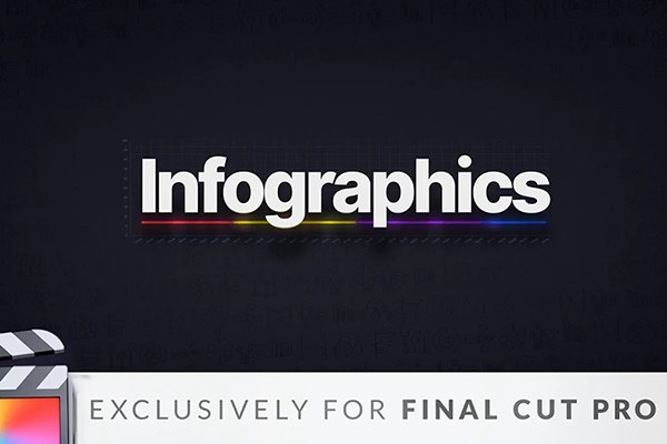 【FCPX插件】18种自定义圆形柱形折线列表蜘蛛图维恩图信息图表商务数据展示动画 LenoFX – Infographics 汉化版