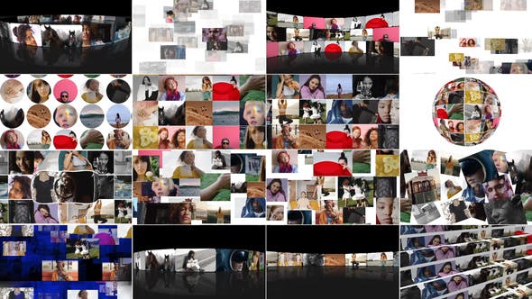 【FCPX插件】38组多图片网格排列视频墙展示动画 Multi Screen Video Walls