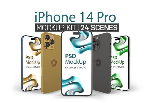 【PS样机】16视图 iPhone 14 Pro 苹果手机App应用界面UI设计作品展示效果PS样机 iPhone 14 Pro Kit