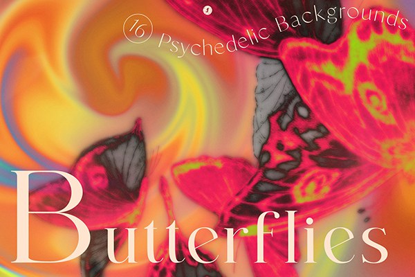【图片素材】16张抽象迷幻蝴蝶元素背景设计图片素材 Butterflies Psychedelic Backgrounds