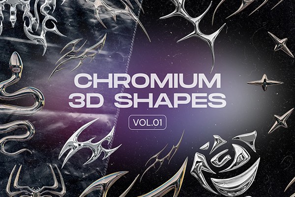 【图片素材】30款未来科幻3D酸性尖锐异形金属铬元素图形设计素材 Craftwork – Chromium