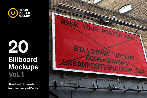 【PS样机】20款城市街头户外广告牌品牌商业宣传展示海报样机 Billboard Mockup VOL.1