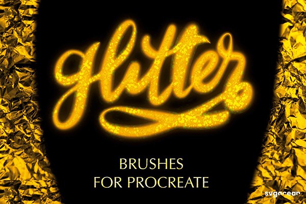 【Procreate笔刷】金色粒子金屑闪光效果手绘插画创作Procreate笔刷 Glitter Procreate Brushes