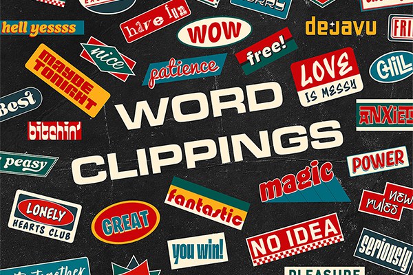 【PNG素材】50款复古怀旧标签字母促销贴纸剪贴画PNG素材 Word Clippings：Retro Stickers and Headlines – 50 Pieces