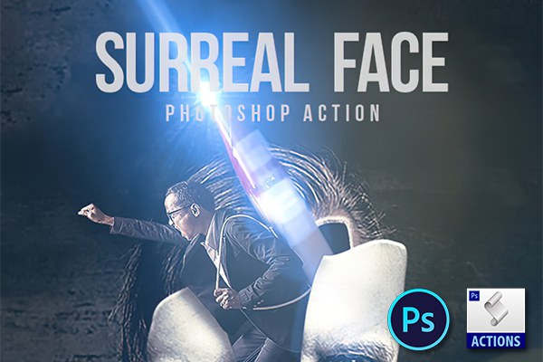【PS动作】超现实魔幻人物头像脸部破碎组合特效PS动作 Surreal Face – Photoshop Action