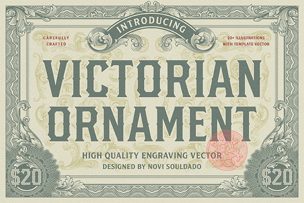 【矢量素材】27款维多利亚时代复古雕刻装饰花纹矢量图案素材 NS Victorian Ornament